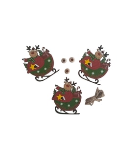 Yılbaşı Ağaç Süsü Ahşap Mdf 3lü Paket