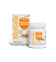 BioGaia Immune Active Kids Probiotic + Vitamin D Ages 3+ Allergen Dairy Soy Gluten Free By Pediatricians 60 Day Supply Orange Flavored Chewable.