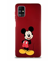 Samsung Galaxy M51 Soft Premier Kapak Mickey Mouse-B Tasarımlı Silikon Kılıf - Mürdüm (Şeffaf)