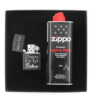 Babalar Gününe Özel Tasarım Çakmak & 125 ML Zippo Benzin