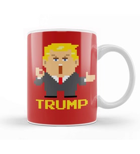 Trump Simplified Pixel President Kupa Bardak Porselen
