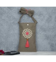 HANDMADE MOTİFLİ TELEFON ÇANTASI (Gri)