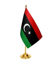 Masa Üstü Libya Bayrağı + Pirinç Direk Masa Bayrak Seti