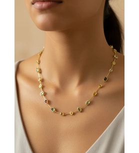 Çelik Gold Renkli Taşlı Serenay Kolye - 25-clkk155