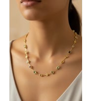 Çelik Gold Renkli Taşlı Serenay Kolye - 25-clkk155