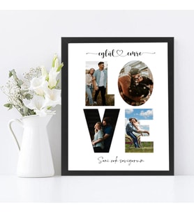 KİŞİYE ÖZEL TASARIM HEDİYE LOVE  KOLAJ SİYAH  FOTOĞRAF ÇERÇEVESİ 21X30