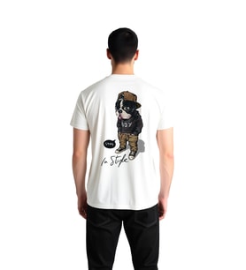 Retro Köpek - Modayla Kalır Mesajı Baskılı Erkek Tişört