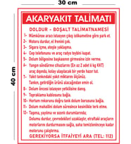Metal Akaryakıt Talimatı 30 cm x 40 cm A3 Büyüklüğünde Uyarı Levhası Yönlendirme Tabelası