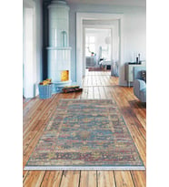 Çok Renkli Çerçeveli Dokuma Pamuk Taban Kaymaz Kilim KLM266