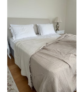 "Çift Kişilik 4 Katlı Müslin Pike  Rahat Uyku İçin"  %100 Pamuk (230*240 Cm) (Bej)