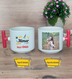 Mimar Kupa Bardak Fotoğraflı T Kırmızı Kulplu Mimarlar Günü Hediyesi