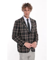 Ekose Desen Slim Fit Siyah Erkek Ceket - Wessi