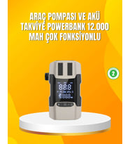 12.000 mAh Akü Takviye Powerbank Dahili Hava Dijital Ekranlı