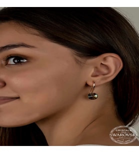 Swarovski Crystal Taşlı Gümüş Yeşil Taşlı Yuvarlak Sallantılı Kadın Küpe