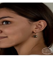 Swarovski Crystal Taşlı Gümüş Yeşil Taşlı Yuvarlak Sallantılı Kadın Küpe