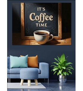 It'S Coffee Time Yazılı Tabela Dekoratif Kanvas - Mdf Ahşap Tablo
