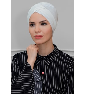 Krem Pratik Hazır Geçmeli Tesettür Bone Sandy Kumaş Üç Çapraz 1803_40