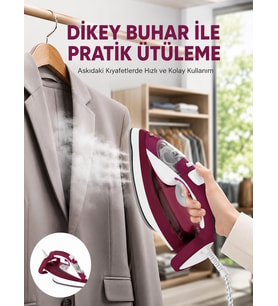 Yeni Nesil Kırmızı Buharlı Ütü 2200 Watt Seramik Tabanlı Yüksek Buhar Gücü