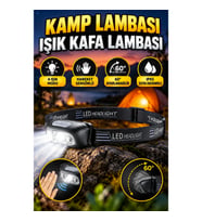 Şarjlı LED Kafa Feneri – 4 Işık Modlu, Hareket Sensörlü, 60° Ayarlanabilir IPX5 Far