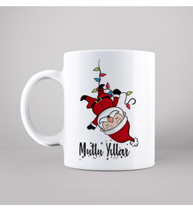 Mutlu Yıllar & Merry Christmas & Yılbaşı & Noel Baba Tasarımlı Kupa