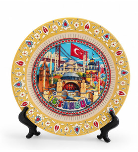 İstanbul Temalı Porselen Dekoratif Tabak 18 Cm