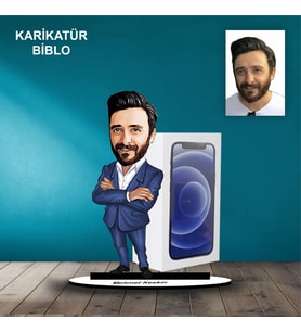 KİŞİYE ÖZEL ERKEK TELEONCU TASARIMLI KARİKATÜR BİBLO B45