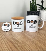 Kişiye Özel Dog Dad Hediye Seti Kupa Bardak, Kalemlik, Anahtarlık Köpek Babası (Beyaz)