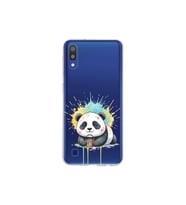 Samsung Galaxy M10 ile Uyumlu Splash Panda Tasarımlı Şeffaf Silikon Kılıf