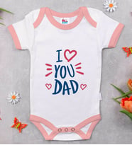 BK Kids I Love You Dad Tasarımlı Pembe Bebek Body Zıbın-1