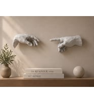 Michelangelo Tanrının Eli Taş Duvar Dekoru 2'li Duvar Heykeli Seti