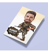 Kişiye Özel Asker Karikatürlü Tebrik Kartı