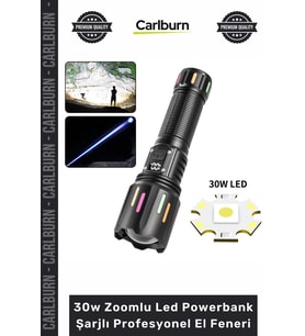 Özel Üretim Alüminyum Gövde TG Led Type C USB 30w Zoomlu Led Powerbank Şarjlı Profesyonel El Feneri