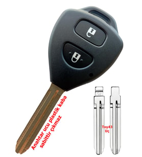 Toyota Corolla Auris Rav4 Hilux Uyumlu TOY43 Uçlu Logolu Kumanda Anahtar Kabı Oto Anahtarlık 2 Tuşlu