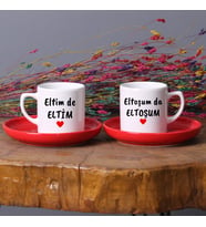 Eltim de ELTİM - Eltoşum da ELTOŞUM Tasarımlı ve İsme Özel 2'li Türk Kahvesi Fincan Takımı