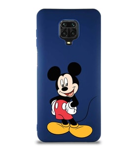 Xiaomi Redmi Note 9S Soft Premier Kapak Mickey Mouse-E Tasarımlı Silikon Kılıf - Lacivert (Şeffaf)