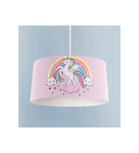 MEKTA HOME BEBEK VE ÇOCUK ODASI Gökuşağı ve Unicorn Desenli Pembe Avize