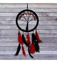 River World Tasarımı Hayat Ağacı Dream Catcher Siyah Kırmızı