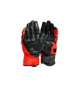 Motosiklet Eldiveni Carbon Titanium Full Koruma Deri Leather Motorcu Eldiven Kırmızı
