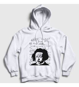 Presmono Unisex Beyaz Formulas Scientist Albert Einstein Kapüşonlu Sweatshirt 333841tt