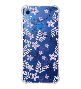 PrintiFy Huawei Y6s Uyumlu Köşe Korumalı Floral Lila Tasarımlı Şeffaf Silikon Kılıf