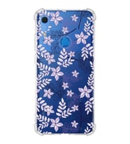 PrintiFy Huawei Y6s Uyumlu Köşe Korumalı Floral Lila Tasarımlı Şeffaf Silikon Kılıf