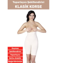 Özel Üretim İz İç Göstermez Kaymaz Sıkılaştırıcı Toparlayıcı İnceltici Klasik Korse (Bej)