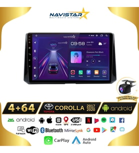 Toyota Corolla 2017-2020 Model 4GB + 64GB Android 13 Kablosuz Carplay Navigasyon Multimedya Sistemi