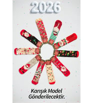 Yılbaşı - Noel - Christmas Temalı Unisex Hediyelik Çorap 2 Adet Karışık Gönderilecektir (Çok Renkli)