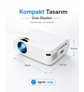 P62 WiFi Mini Projeksiyon Cihazı 1080P Full HD Destekli, iOS Android Telefon Yansıtma, 4000 Lümen HDMI USB