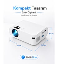 P62 WiFi Mini Projeksiyon Cihazı 1080P Full HD Destekli, iOS Android Telefon Yansıtma, 4000 Lümen HDMI USB