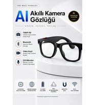AI Akıllı Kamera Gözlüğü 1080P HD Video Kayıt Bluetooth Görüşme Müzik Çeviri Destekli Siyah