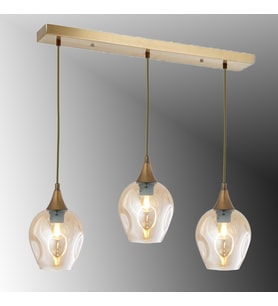 TT606-3S-FULLESK TT Aydınlatma Full Eskitme Kaplama 3 lü Basık Camlı Sıralı Avize