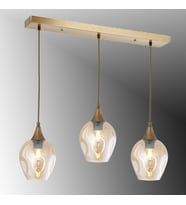 TT606-3S-FULLESK TT Aydınlatma Full Eskitme Kaplama 3 lü Basık Camlı Sıralı Avize