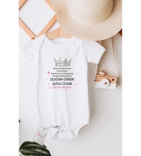Canım Babam Doğum Günü Pembe Özel Tasarım Bebek Zıbın Pamuklu Çıtçıtlı Body